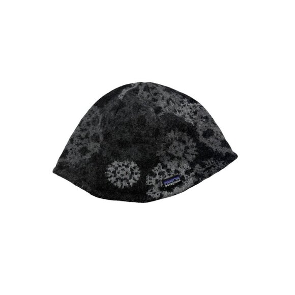 PATAGONIA Beanie Snowflake Winter Hat Black Gray Unisex Wool Blend One Size ALL - Picture 1 of 6